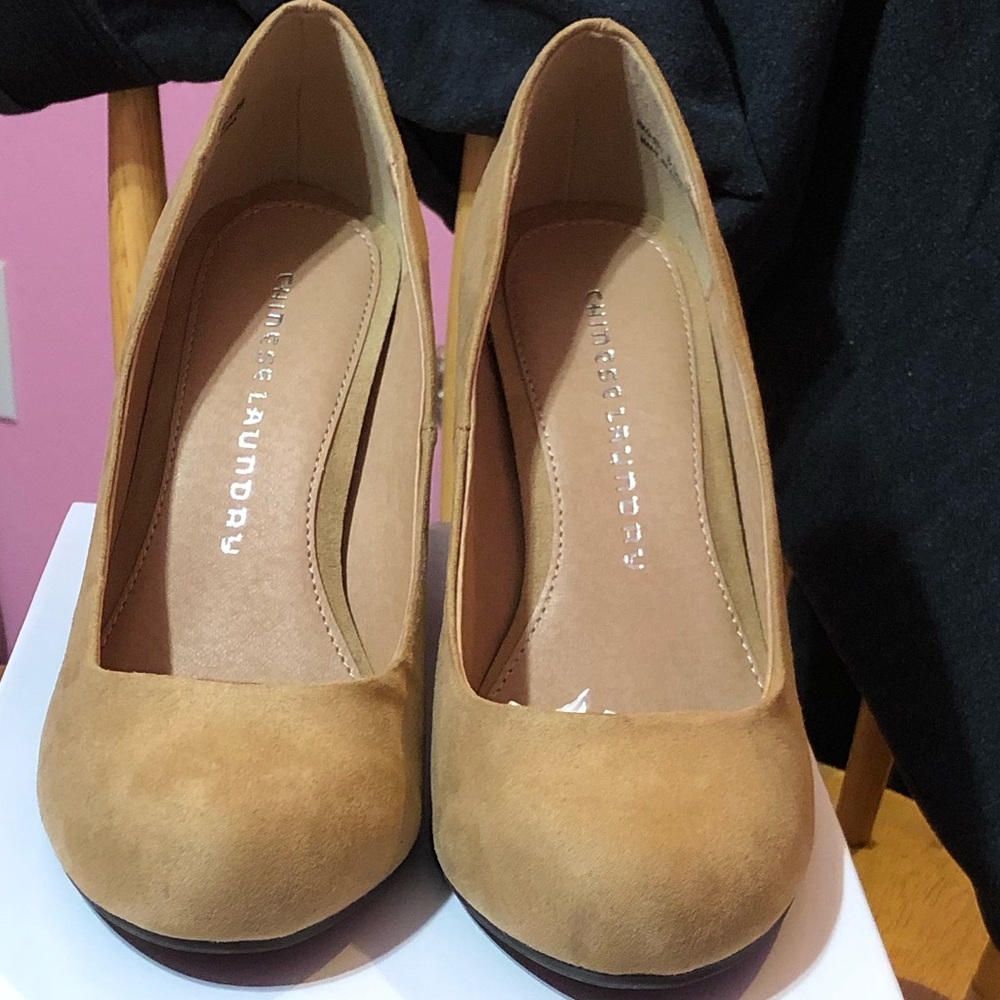 Suede blocked heels